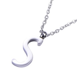Morella Ladies' Necklace with Letter Pendant, Stainless Steel Silver in Gift Bag, Stainless Steel