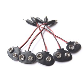 AspenTek 9v Clip para batería con Conector DC Macho de 2,1 x 5,5 mm para Arduino (5 Unidades)