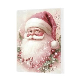 OTKBD Pink Christmas Santa Photo Album 4x6 Inch, Merry and Bright Santa Claus Photo Album Memory Book Keepsake with 18 Pockets Hold 36 Pictures for Family Baby Graduation Wedding Travel Vacation