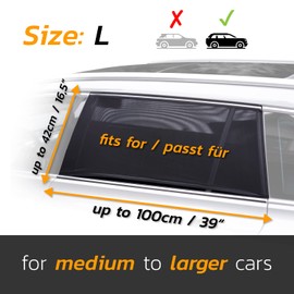 CARAMAZ Sonnenschutz Auto Kinder mit UV Schutz - Größe L für mittlere Scheiben - 2 Stück, Farbe: Schwarz
