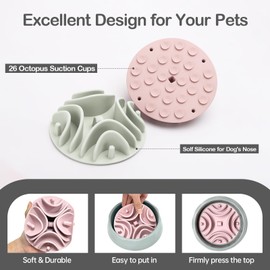 2 Pcs Slow Feeder Insert for Dog Bowl, Anti-Choking Silicone with Strong Suction Cups, Fits Most Dog Bowls, Ideal for Large Breeds (Blue + Green)
