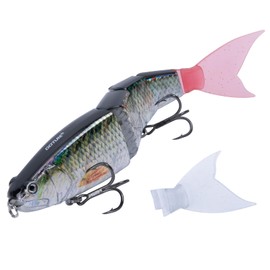 Goture Joint Lure, 1.8 oz (51 g/16 cm), Black, Interchangeable Soft Tail, Low Speed S-Shape, Lifelike Design, 5 Joint Design, Sea Fishing, River Fishing, Bass Fishing, Triple Hook, Tylava, Rockfish,