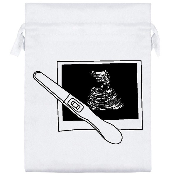 Azeeda 20cm 'Pregnancy Test & Photo' Satin Drawstring Bag/Pouch (SB00045056)