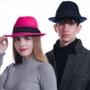 HEYANN Fedora Hats,100% Sheep Wool Short Brim Trilby Panama Hat