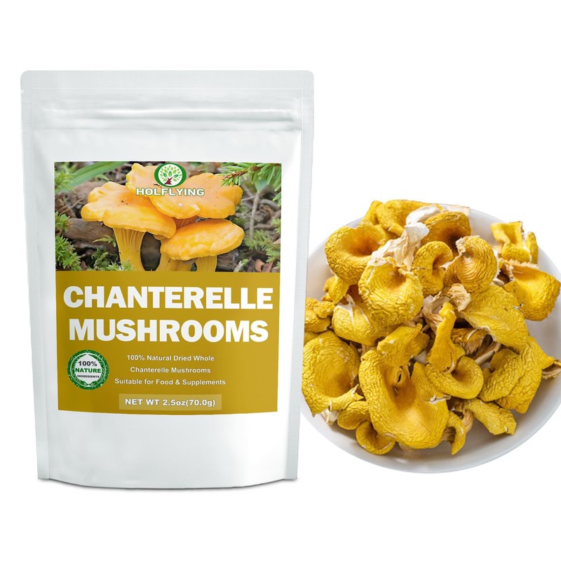 Dried Sliced Chanterelle Mushrooms - 2.5 oz, All-Natural Chanterelle for
