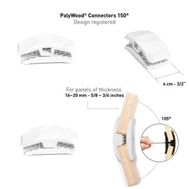 150-Degree Playwood Connector for Tool- Free Furniture Assembly - White