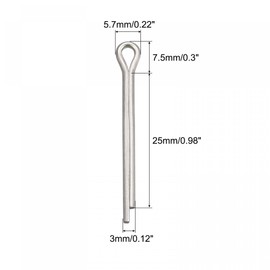 sourcing map Split Cotter Pin, 3mm x 25mm 316 Stainless Steel Clip Fastener Fitting for Automotive, Mechanics, Silver Tone, 30Pcs
