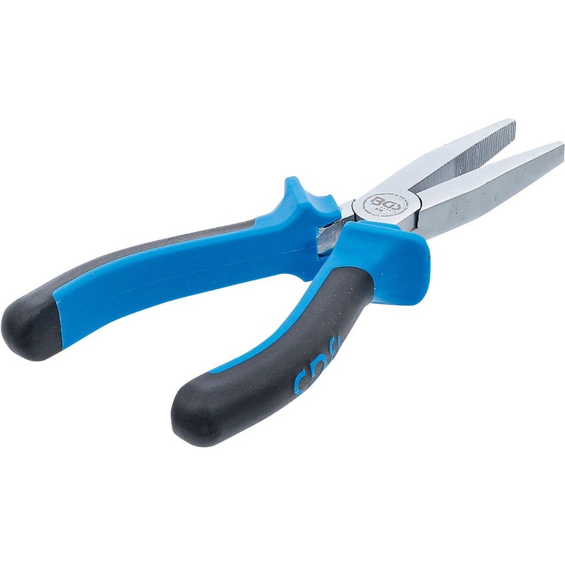 BGS 378 Flat Nose Pliers, Silver/Black/Blue, 160 mm