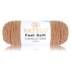 BATELO - Hilo de felpilla de terciopelo para bebé, 4 mm, 100 g/3.52 oz, 100 m/109 yardas, hilo esponjoso para tejer, ganchillo, colgantes, ropa, alfombra (caqui)