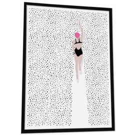 JUHMI Poster Vintage Swimming Girl In Dots - Aesthetic Room Decor/Room Decoration Aesthetic - Wall Decoration Living Room Bedroom Kitchen Bathroom - A4 (21 x 29.7 cm) Without Frame