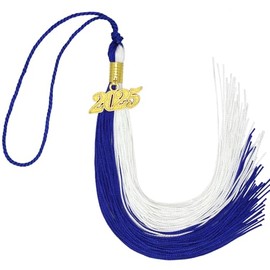2025 Tassel Graduation Academic Graduation Tassel Royal Blue and White with 2025 Year Gold Charm