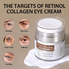 Irev Crema Para Ojos Con Colágeno Y Retinol, Café Y Vitamina C Para Las Bolsas, Las Arrugas Y Las Ojeras, Regalos De Navidad Para Mujeres, Crema De Tratamiento Para 1,7 Onzas Líquidas (Paquete De 1