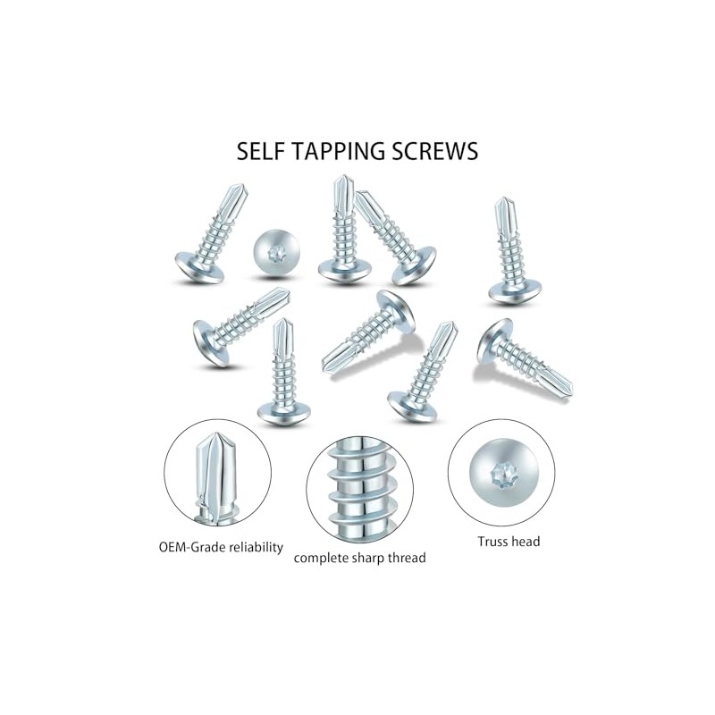 Enclosed Trailer Self-Tapping Screws #10 x 3/4" Zinc-Plated Self-Drilling Metal,