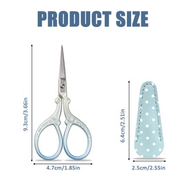 Embroidery Scissors, Sewing Scissors, Crochet Scissors, Small Craft Stainless Steel Scissors for Sewing Threading Needlework Handicraft Trimming 1PCS with Fake Leather Scissors Cover