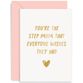 Old English Co. Cute Birthday Card for Step Mum - 'You're The Step Mum Everyone Wishes They Had' Heartfelt Birthday Card - From Step Children - Mother's Day Card | Blank Inside with Envelope
