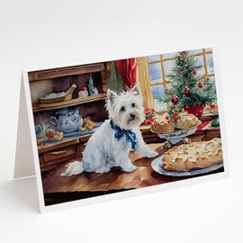 Caroline's Treasures DAC3891GCA7P Westie Christmas Cookies Greeting Cards Pack of 8 Blank Cards with Envelopes Whimsical A7 Size 5x7 Blank Note Cards