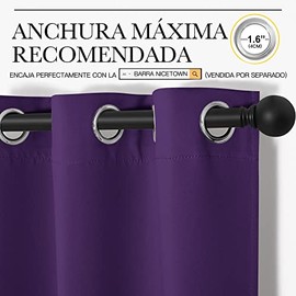 NICETOWN Cortinas Termicas Moradas con Ollaos - Cortinas Gruesas Aislantes Frio Calor para Ventana Pequeña/Decoracion Casas Salon Habitacion Juvenil(Morado, 1 Par, 107 x 160 cm)