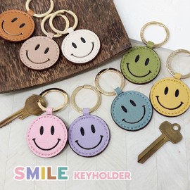 [Standard Factory] Smile Key Chain Key Ring Synthetic Leather, light pink
