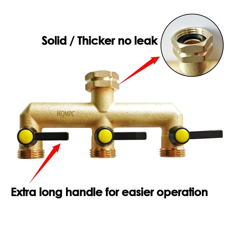 HQMPC Hose Splitter Garden Hose 3 Way Valve Brass Hose