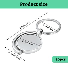 Realand Metal Sublimation Key Chains Blanks Double Sided 360° Rotation Zinc Alloy Heat Transfer Keychain Dog Tags Laser Engraved Blanks, silver