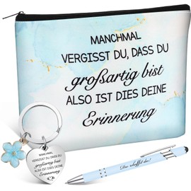 Otuuz Thank You Gift Inspirational Gifts for Coworkers Teacher Graduation Gift Key Chain Cosmetic Bag Ballpoint Pen for Thanksgiving Day, blue, Flower