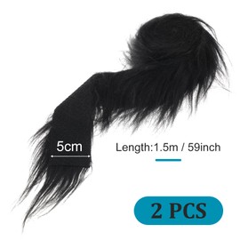 White and Black Faux Fur Ribbon 2"X 59" Fake Fur Fabric Artificial Furry Strip for Crafts DIY Beard Hair Cosplay