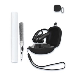 Case for Beats Powerbeats Pro 2 Wireless Bluetooth Earbuds, Soft Silicone Protective Portable Scratch Shock Resistant Shell with Cleaner Kit & Carabiner & Lanyard，Black