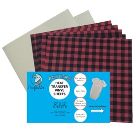 Buffalo Plaid Pattern HTV Heat Transfer Craft Vinyl for T shirts and Fabric| Printed Sheets for Cricut, Silhouette, Cameo, Decals, Signs, Stickers By Craftables