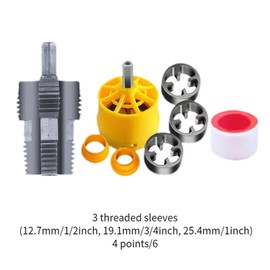 F Fityle PVC Pipe Threader Kit Pipe Thread Round Die Set Buckle Design Garage Professional Smooth Working with 1/2"/3/4"/1" Dies, No Wire Remover