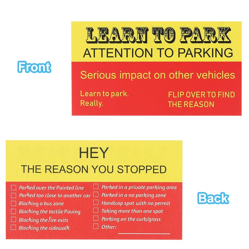 PATIKIL Bad Parking Cards Learn to Park Attention to Parking