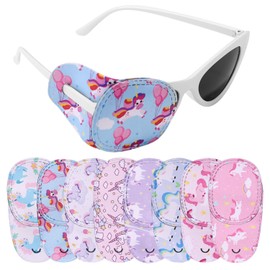 8pcs Unicorn Kids Right Eye Patches, 8 Styles Adjustable Cute Pink Unicorn Design Cover Reusable Patches for Toddler Glass for Lazy Eye Comfortable & Breathable