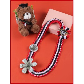 TFTAFAN Silk Graduation Leis Class of 2025 Graduation Ribbon Leis Graduation Necklace Braided Necklaces For High School College Graduation DIY Decors Party Supplies (2, Red, white, and black)