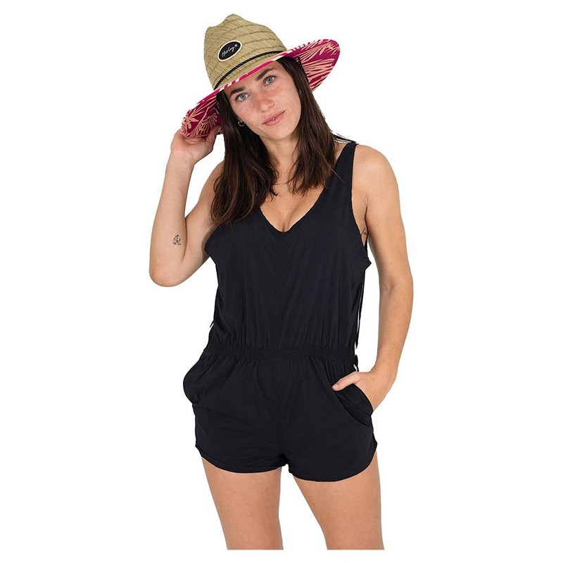 Hurley Women's W Coastal Tank Romper Casual Dress, Black, M
