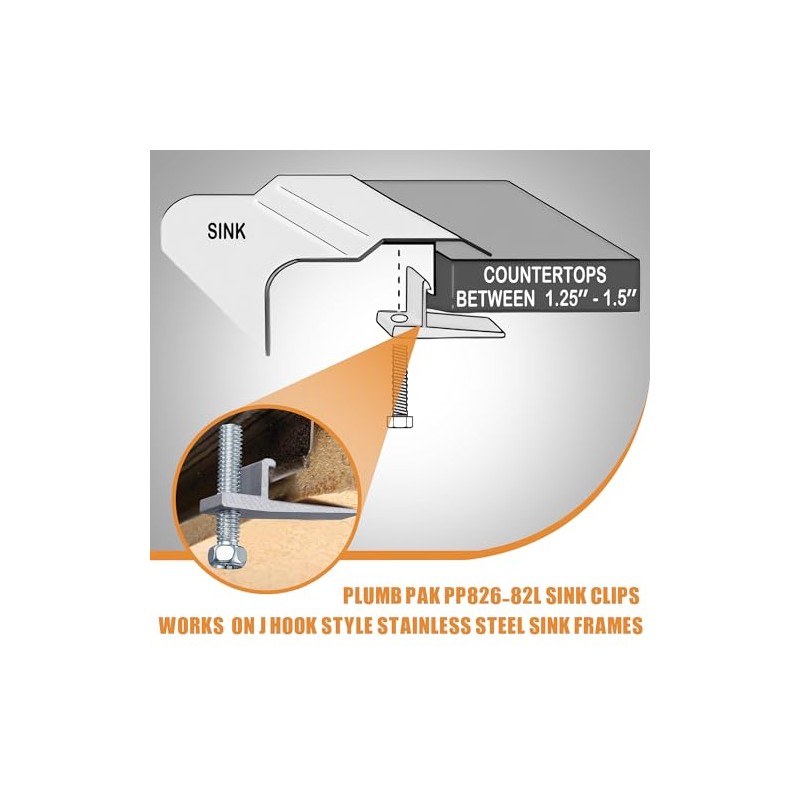 Dreyoo 12 Pack Sink Clips for Countertop Sinks, Heavy Duty