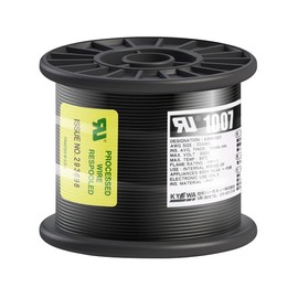 Kyowa Harmonet UL1007 AWG22 Heat Resistant Vinyl Insulated Wire, Reel Wind, 322.8 ft (100 m), Black