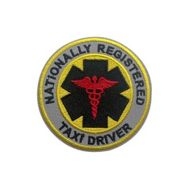 MOKOBOIZ Nationally Registered Taxi Driver 3 Inches Iron On/Sew On Embroidered Applique Patch, EMS EMT Embroidery Patches, DIY Accessories for Backpacks, Army Vests, Bags, Hat, Clothes, Medician Gifts