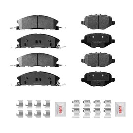 Fraxle Front and Rear Ceramic Brake Pads Set with Hardware For 2013-2016 Lincoln Mks, 2013-2019 Ford Police Interceptor Utility Sedan, Special Service Police Sedan 2014-2018