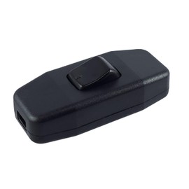 Lamp Switch, Intermediate Switch Black with Strain Relief and Screw Contacts, Rocker On/Off, Cable Switch, 6 A 250 V~, Fits LED Lamp