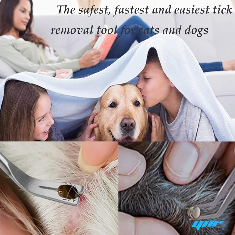 YNR Tick Remover Tweezers, Stainless Steel, Professional Tick Flea Removal