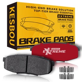 KESBOU Carbon Fibre Rear Brake Pad Compatible With 2008-2011 Toyota Land Cruiser& 2013-2021 Land Cruiser, 2007-2021 Toyota Tundra [Model Specific] OE-Grade Performance w/Hardware-D1304