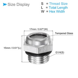 CoCud Air Compressor Oil Sight Glass, | G1/4 Male Thread | Aluminum Hex Head Oil Liquid Level Indicator Glass Window - (Applications: for Gearbox Fittings), 1-Piece