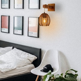 Woven Rattan Lamp shade replacement lamp shade Rustic Pendant Light cover for Pendant Light,Wall Sconces,Ceiling Fan,Floor Lamps, glass lamp shade (Oval3)