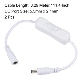 sourcing map DC Cable 5.5mm x 2.1mm 1 Female to 1 Male with Switch for Camera LED Light White 2pcs