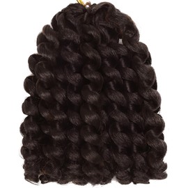 3 Packs 2X Ringlet Wand Curl Jamaican Bounce 8 inch Dark Brown Synthetic Crochet Hair Extensions Pre Looped Crochet Hair Crochet Braiding Hair 20 Roots (#4)