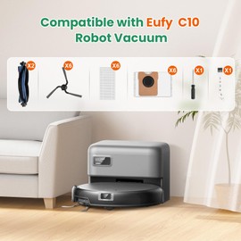 22 Pack Replacement Parts for Eufy C10 Robot Vacuum, 2 Main Brushes, 6 HEPA Filters, 6 Side Brushes, 6 Dust Bags, 1 Cleaning Tool, 1 Screwdriver