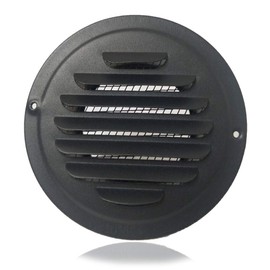 Tfly Air Vent Louver, Round 304 Soffit Vents Exhaust Air Grill Ceiling Vent Cover with Built-in Mesh Screen for Bathroom Kitchen Office Ventilation Black 1Pcs (5 inch)