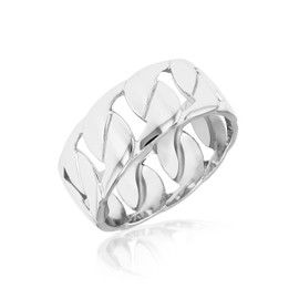 Tuscany Silver Men's Sterling Silver Rhodium Woven Ring, Size V