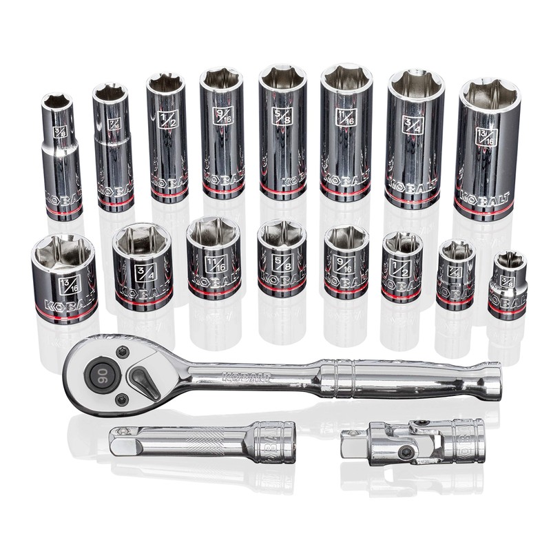 Kobalt 573348 19-Piece 3/8-Inch Drive Mechanic's Tool Set with Hard