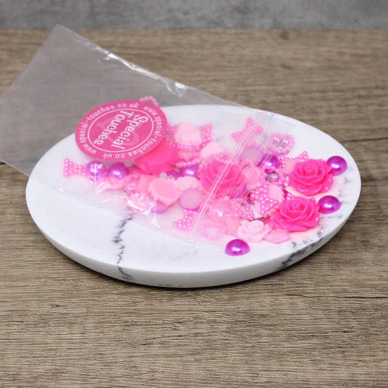 Wedding Touches 80 Mix Pink Shabby Chic Resin Flatbacks -