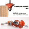 Sinoprotools 4Pcs Round Over Router Bits 1/4 Shank, Roundover Beading